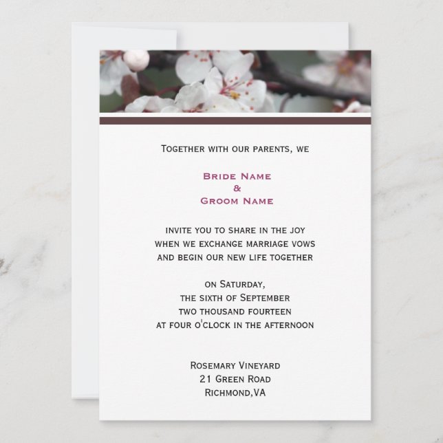 invitación de boda de la pareja (Anverso)