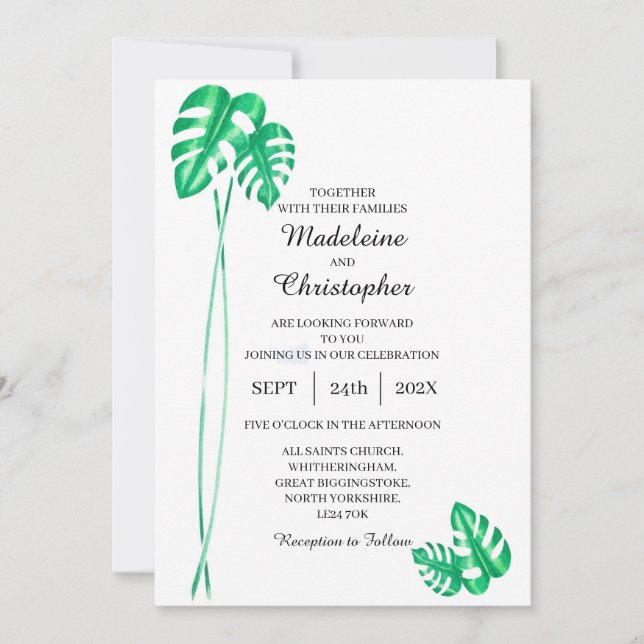 Invitación de boda de la planta de queso suizo Mon (Anverso)