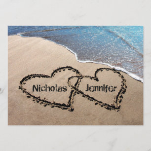 Invitación de Boda de la Playa Dos Corazones en la