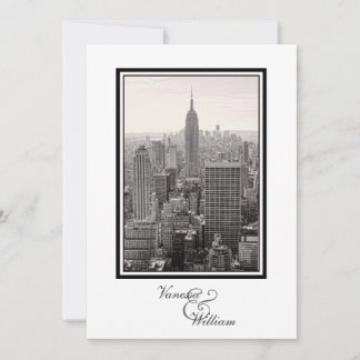 Invitación de boda de la silueta de la ciudad de N