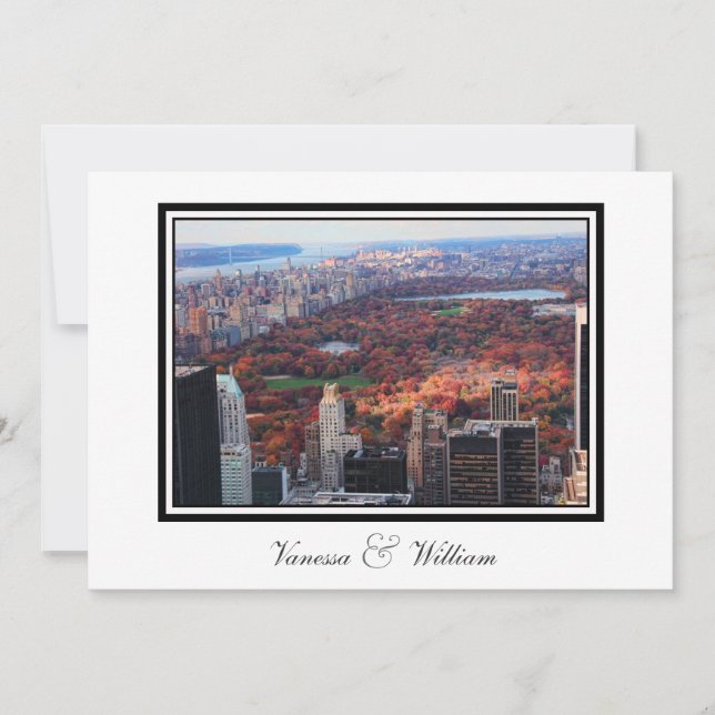 Invitación de boda de la silueta de NYC Central Pa (Anverso)