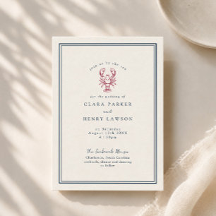 Invitación de boda de langosta preppy de Nueva Ing