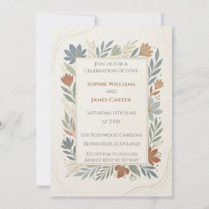 Invitación de boda de laurel botánico suave