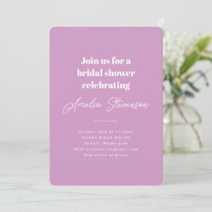 Invitación de boda de lavanda con caligrafía de gu