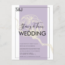 Invitación de boda de lavanda de planta de algodón