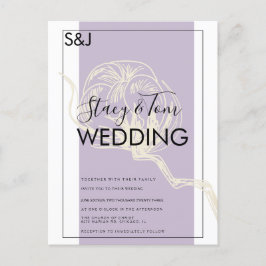 Invitación de boda de lavanda de planta de algodón