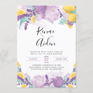 Invitación de boda de lavanda, Invitación de veran
