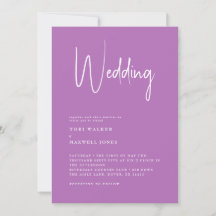 Invitación de boda de lavanda moderna sin padres