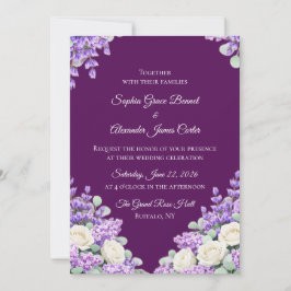 Invitación de boda de lavanda y lilas