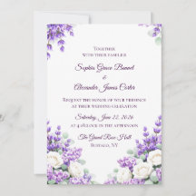 Invitación de boda de lavanda y lilas