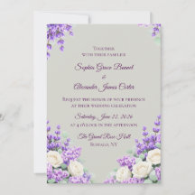 Invitación de boda de lavanda y lilas