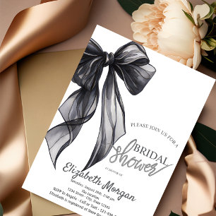 Invitación de boda de lazo a rayas chic negro