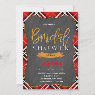 invitación de boda de leñador a cuadros