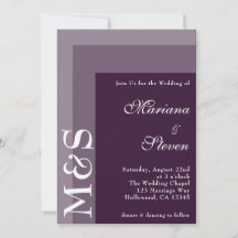 Invitación de boda de letra simple moderna chic pú