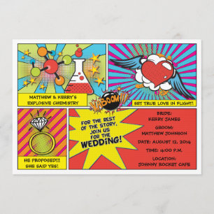 Invitación de Boda de Libro de Cómic de Pop Art