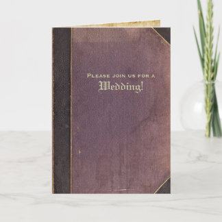 Invitación de boda de libro púrpura vintage plegab