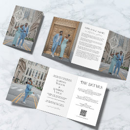 Invitación de Boda de Libro Trifold con Monograma 