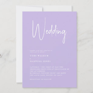 Invitación de boda de lila moderna sin padres