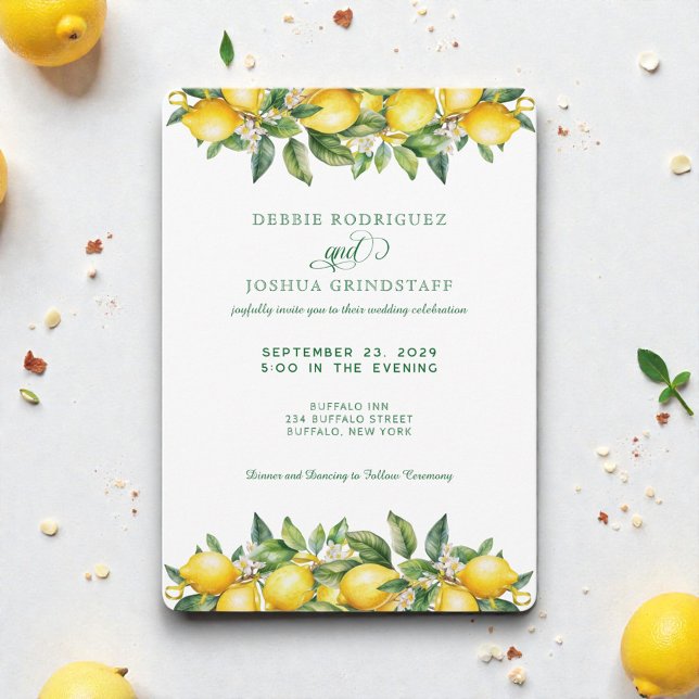 Invitación de boda de limón cítrico de verano (Subido por el creador)