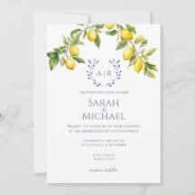 Invitación de boda de limón italiano de la costa d