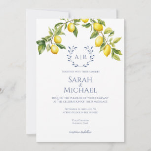 Invitación de boda de limón italiano de la costa d