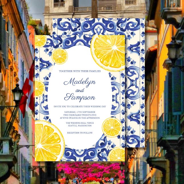 Invitación de boda de limón La Dolce vita moderna (Subido por el creador)