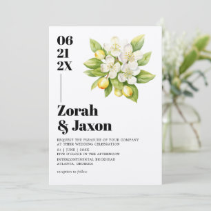Invitación de boda de limón magnolia cítrico