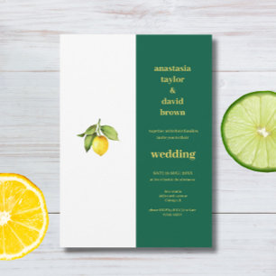 Invitación de boda de limón verde amarillo