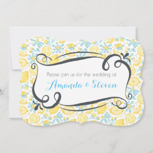 Invitación de Boda de Limones Amarillos y Flores A
