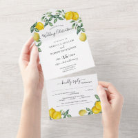 Invitación de boda de limones rústicos todo en uno
