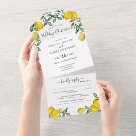Invitación de boda de limones rústicos todo en uno