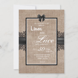 Invitación de boda de lino y encaje