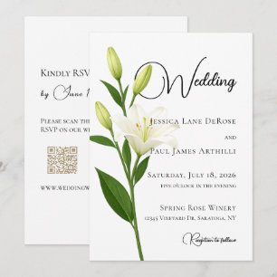 Invitación de boda de lirio blanco elegante