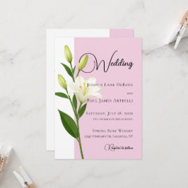 Invitación de boda de lirio blanco rosa suave