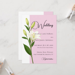 Invitación de boda de lirio blanco rosa suave