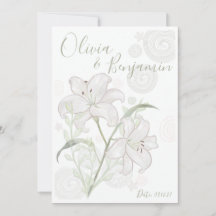 Invitación de boda de lirio blanco totalmente dibu