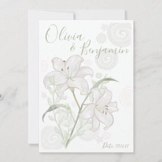 Invitación de boda de lirio blanco totalmente dibu