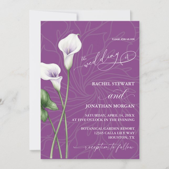 Invitación de Boda de Lirio Calla (Anverso)