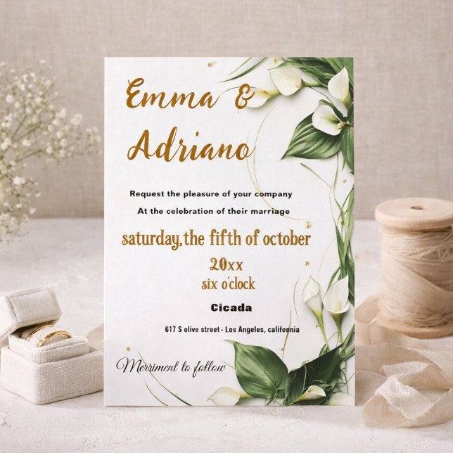 Invitación de Boda de Lirio de Calla Elegante con  (Subido por el creador)