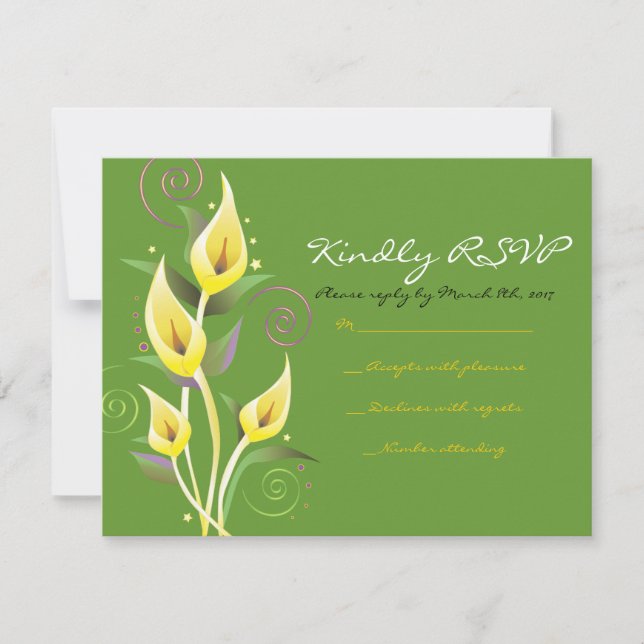 Invitación de boda de lirio de calla Flor de respu (Anverso)