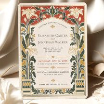 Invitación de boda de lirios Art Nouveau de terrac