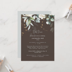 Invitación de boda de lluvia de flores blancas mar