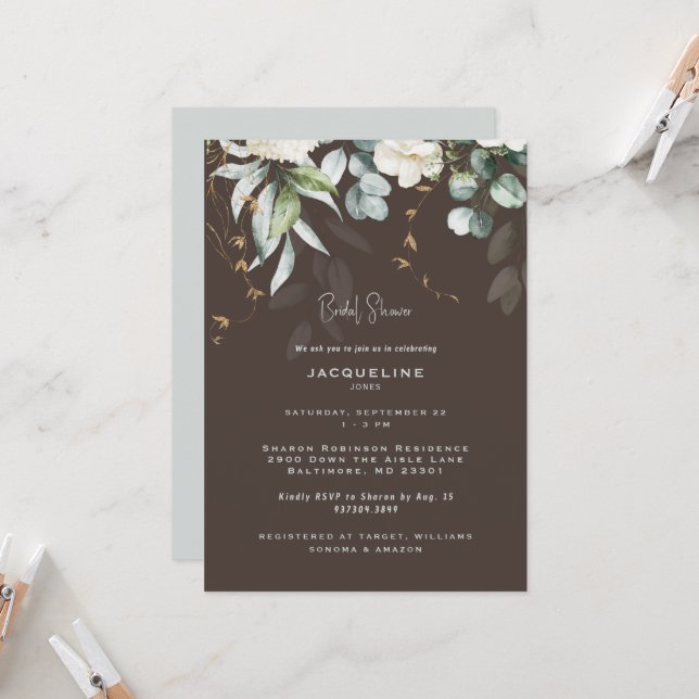 Invitación de boda de lluvia de flores blancas mar (Anverso/Reverso In Situ)