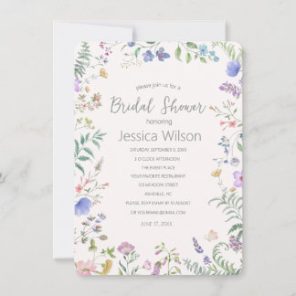 Invitación de boda de lluvia de flores de acuarela