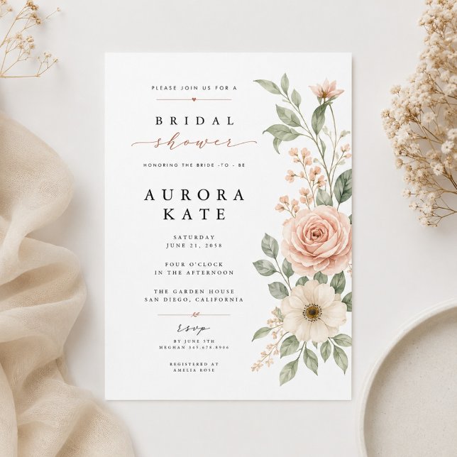 Invitación de boda de lluvia de flores de acuarela (Subido por el creador)