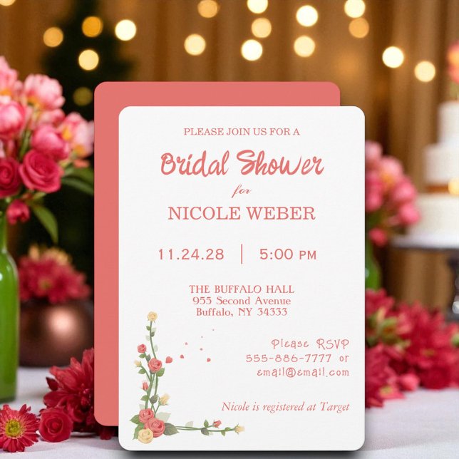 Invitación de boda de lluvia de flores rosadas (Subido por el creador)