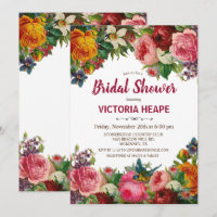 Invitación de boda de lluvia de flores victorianas