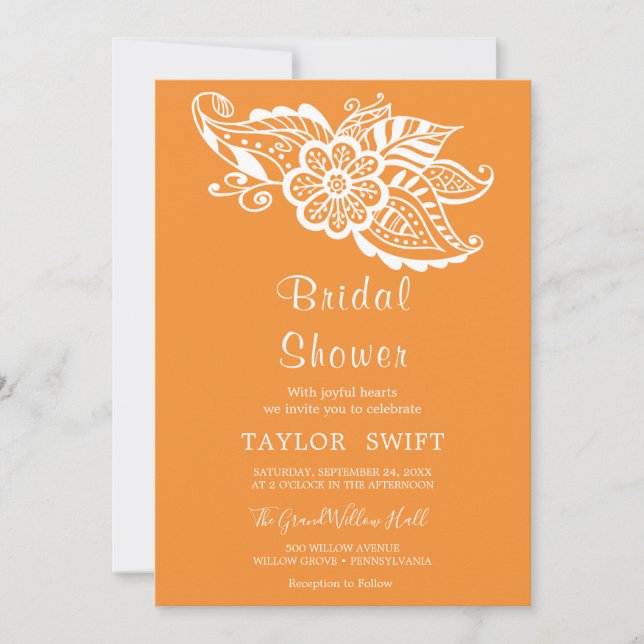 Invitación de boda de lluvia de naranja india de e (Anverso)