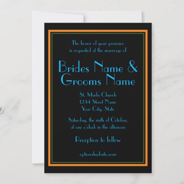 Invitación de boda de los locos años 20 (Anverso)