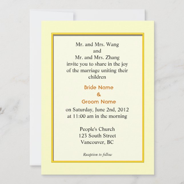 invitación de boda de los padres de novia y novio. (Anverso)